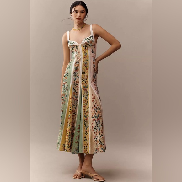 Farm Rio Delicate Floral Stripes Maxi Dress M - Picture 6 of 16